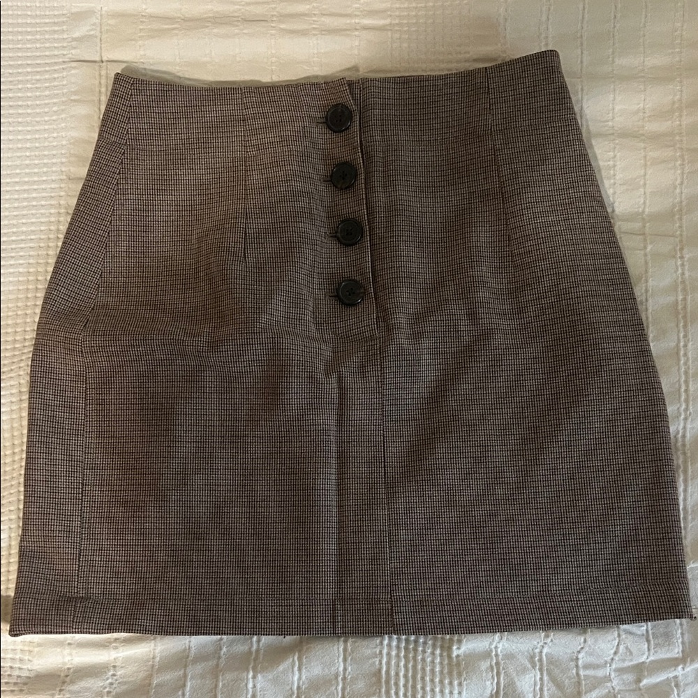 Aritzia- Little Moon Brown Button-Detail Mini Skirt
